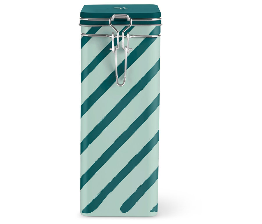 Pruhovaná dóza na kávu.