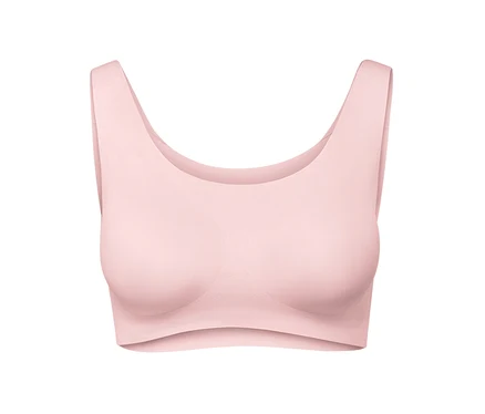 Růžová sportovní podprsenka bez zapínání.