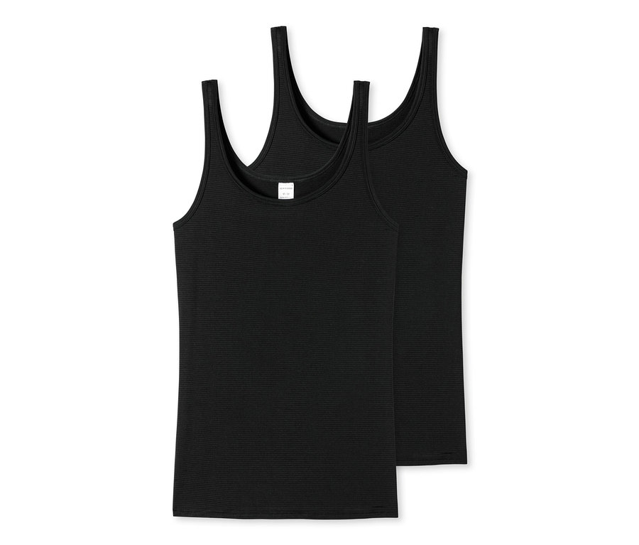 Dvě černá tílka SCHIESSER s proužky.