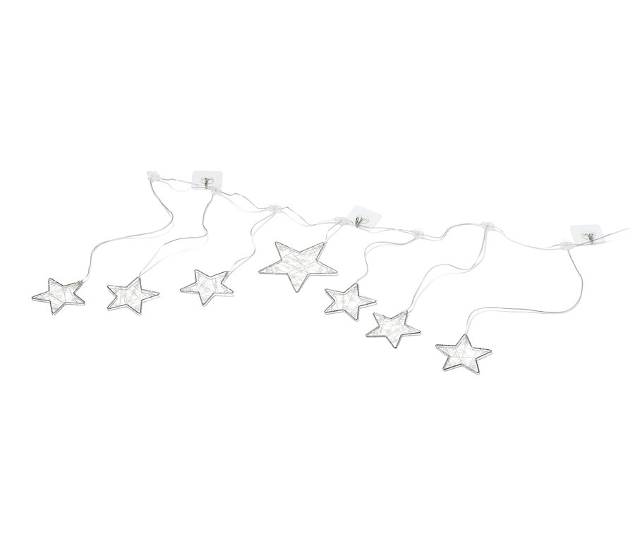 Zobrazený LED světelný závěs ve tvaru hvězd.