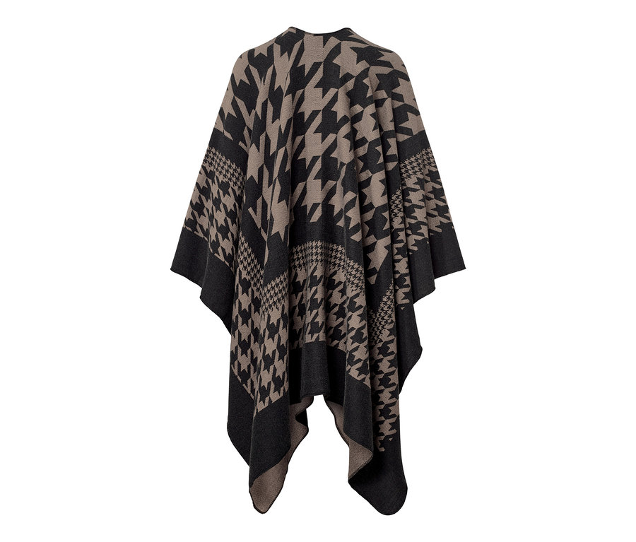 Hnědé a černé pončo.