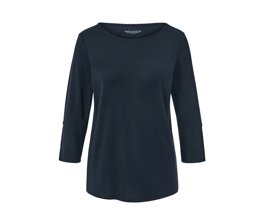 Tmavě modré funkční triko s tříčtvrtečním rukávem.