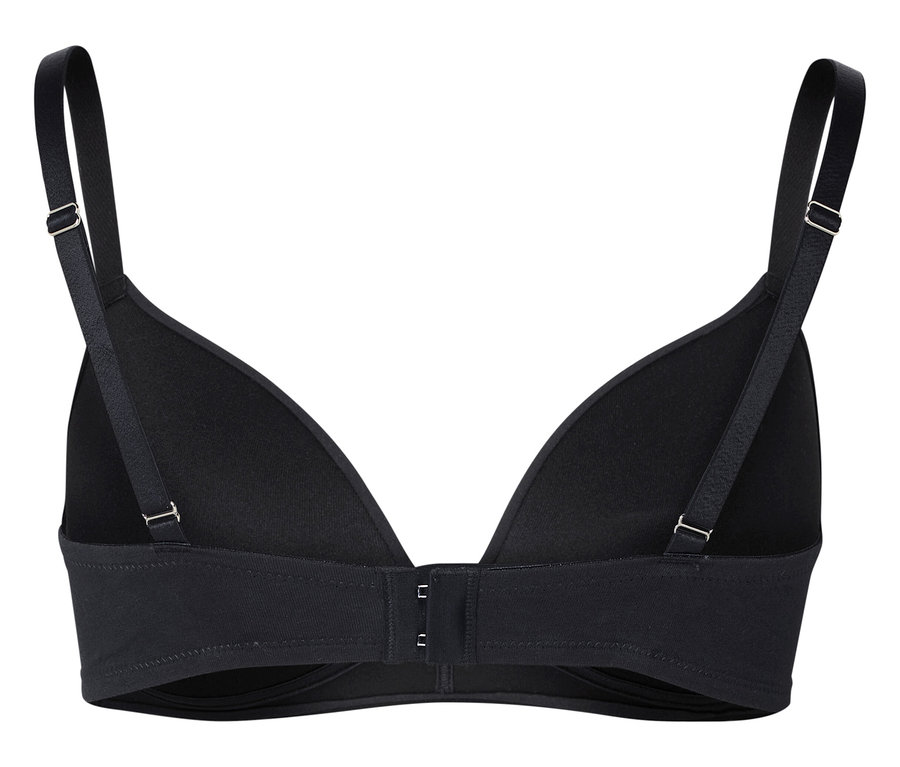 Černá podprsenka s nastavitelnými ramínky a zapínáním na háčky.