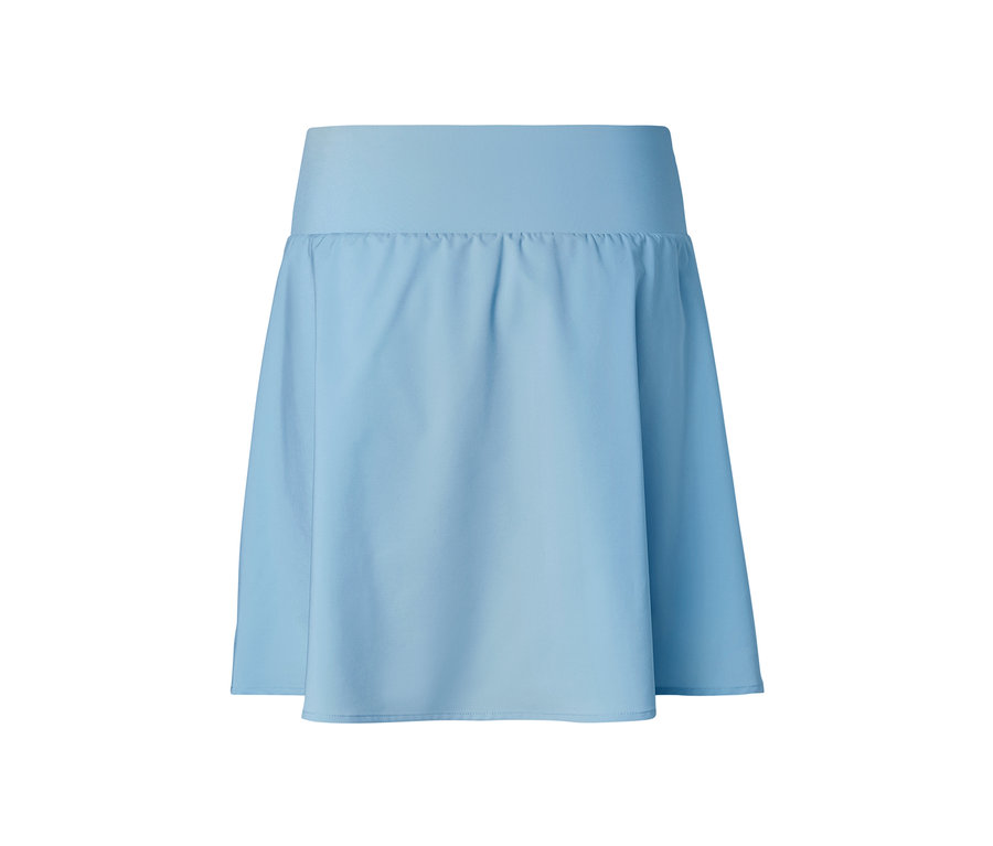 Světle modrá sportovní sukně.