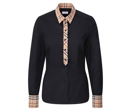 Popelínová halenka s kostkovaným detailem Seidensticker