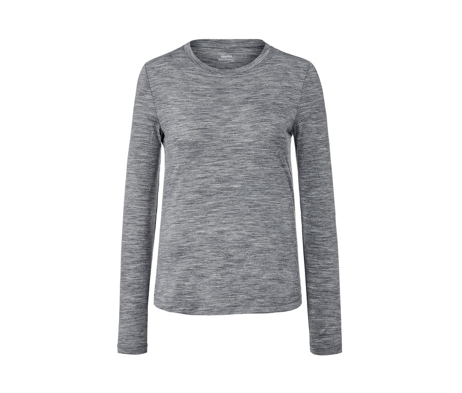Šedé funkční triko s dlouhým rukávem a vlnou merino.