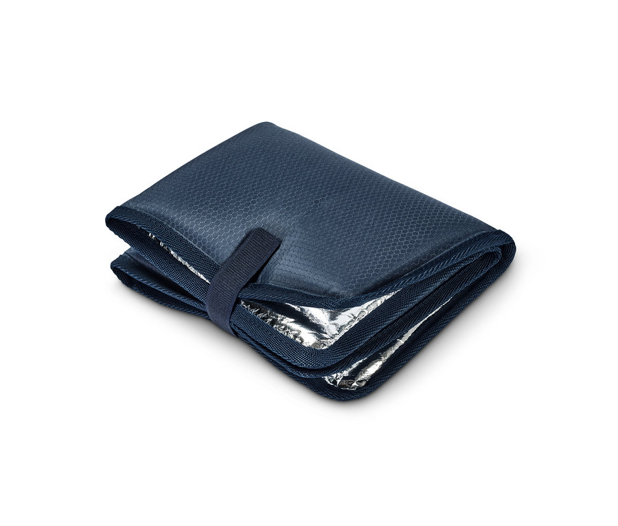 Skládací termopolštářek na sezení v modré barvě.