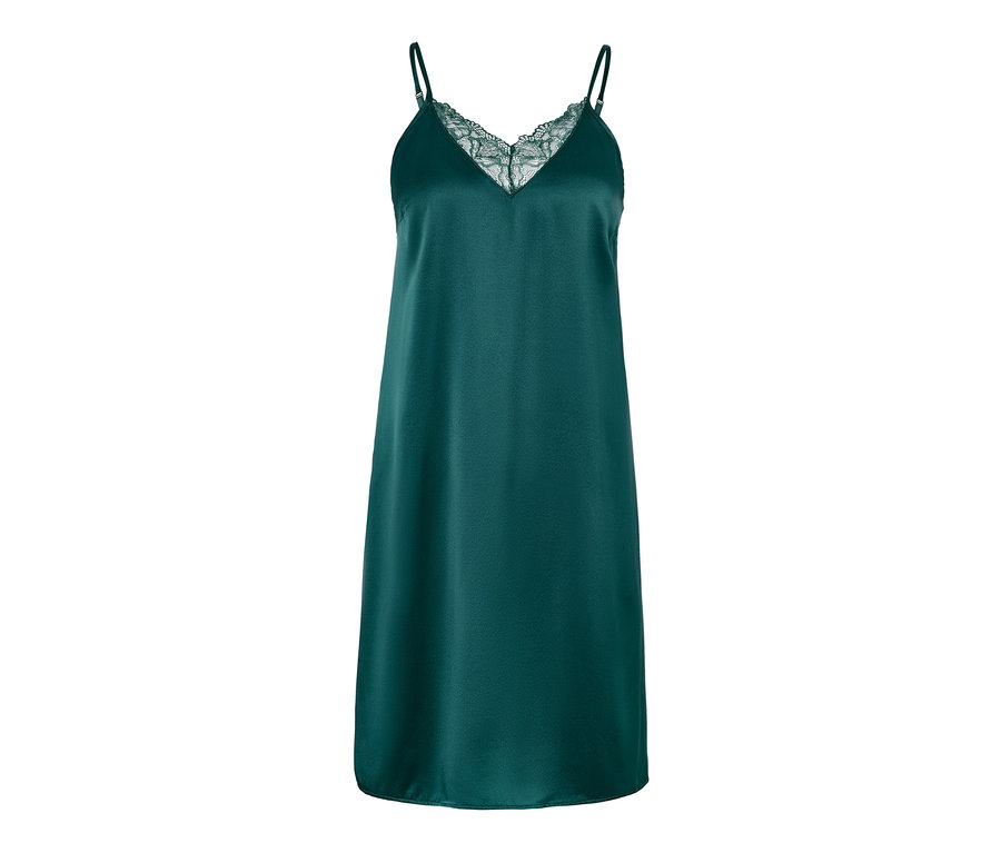 Zelené negližé z čistého hedvábí s krajkou.