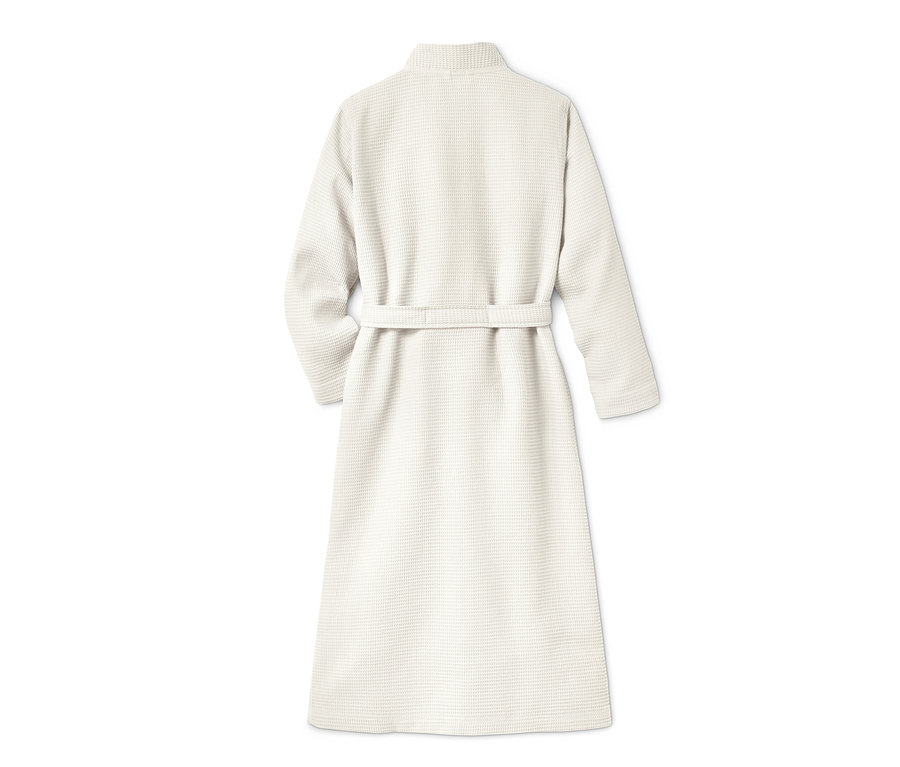 Bílý dámský župan s páskem zezadu.