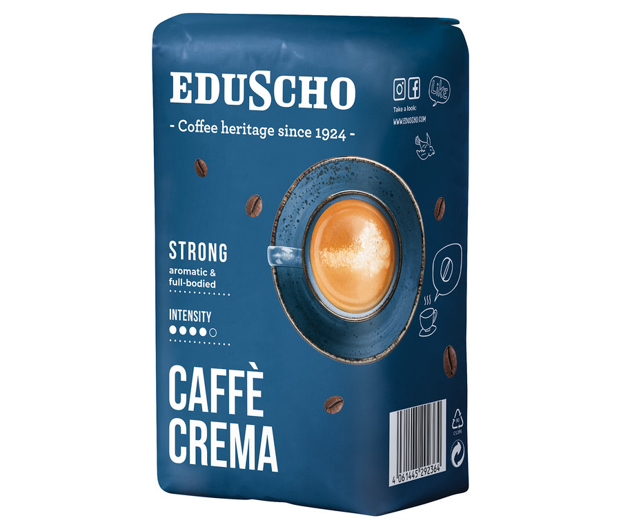 Balení zrnkové kávy Eduscho Caffè Crema Strong 500 g.