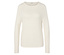 Krémově bílý svetr s dlouhým rukávem.