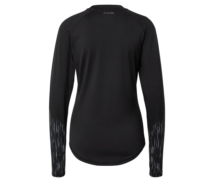 Černé tričko s dlouhým rukávem a nápisem Dry Active Plus na zádech.