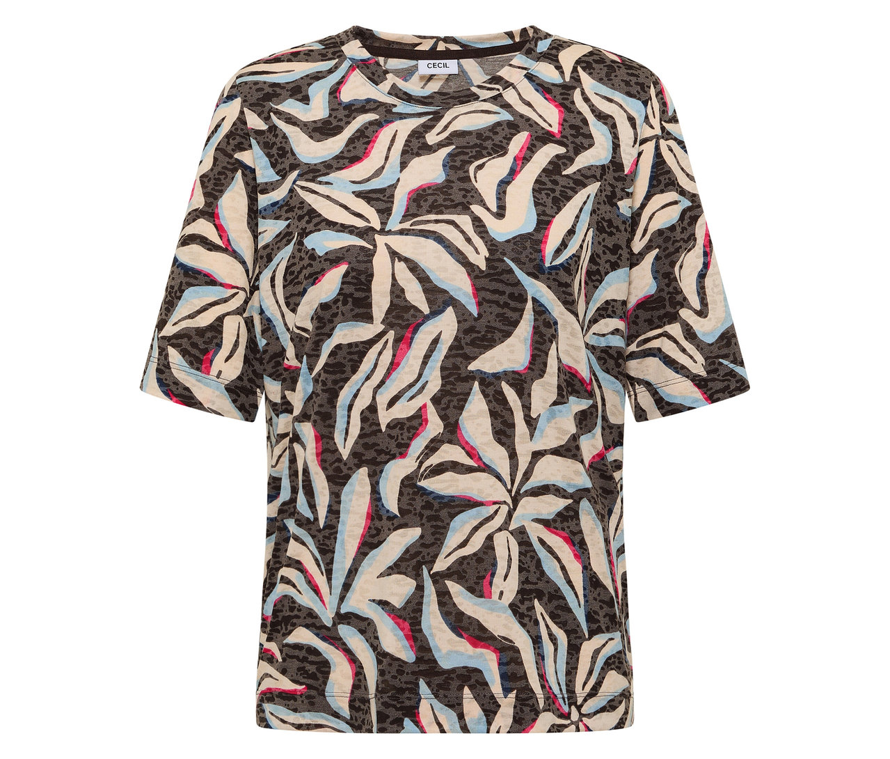 Modré tričko s krátkým rukávem CECIL se vzorem.