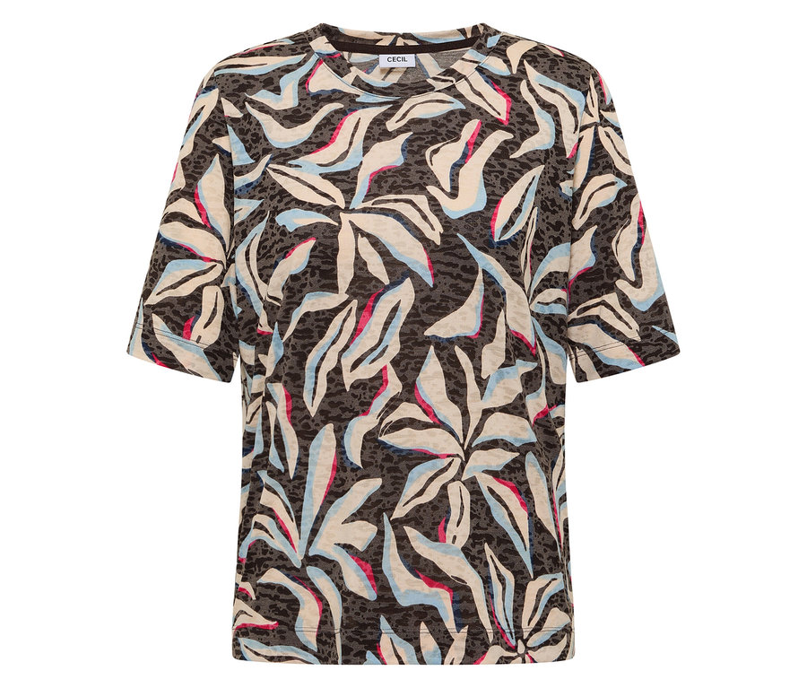 Modré tričko s krátkým rukávem CECIL se vzorem.