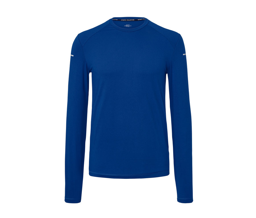 Modré funkční triko s dlouhým rukávem.