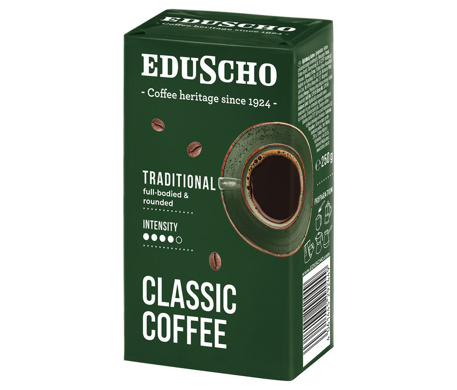 Balení mleté kávy EDU Classic Traditional 250 g.