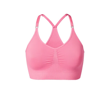 Růžová bezešvá sportovní podprsenka.