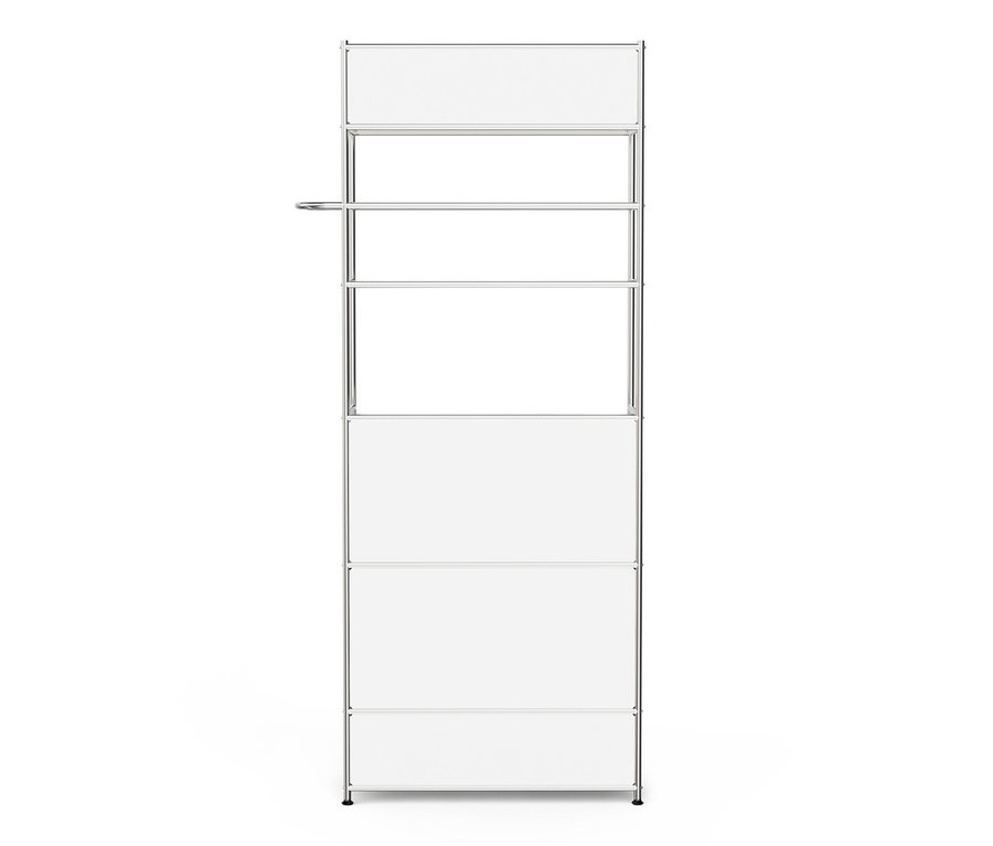 Kovová šatní skříň »CN3« s šatní tyčí a 3 zásuvkami.