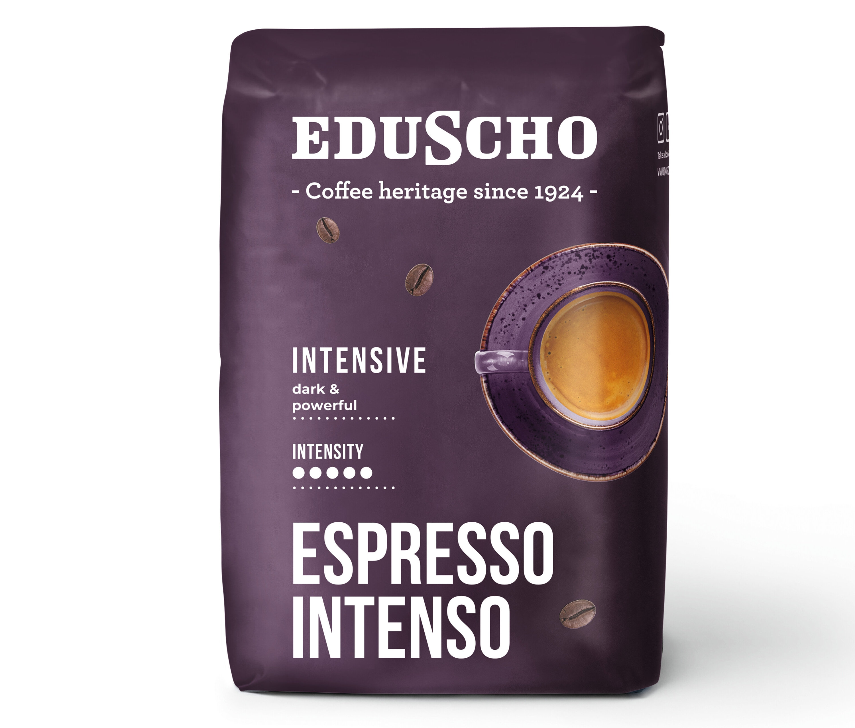 Balení zrnkové kávy Eduscho Espresso Intenso 500 g.