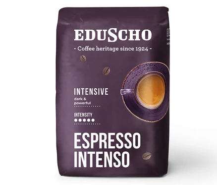 Balení zrnkové kávy Eduscho Espresso Intenso 500 g.