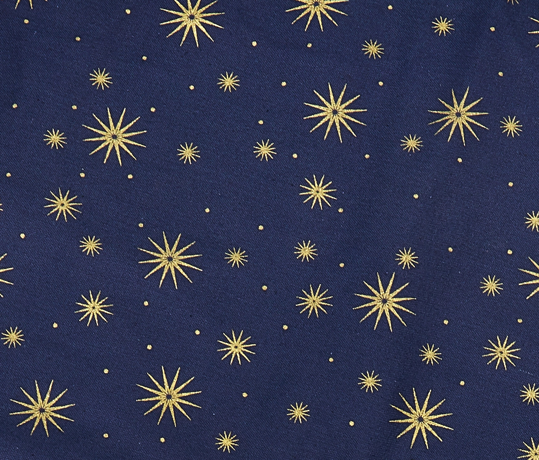 Tmavě modrá deka pod vánoční stromeček s LED světýlky se zlatými hvězdičkami a tečkami.