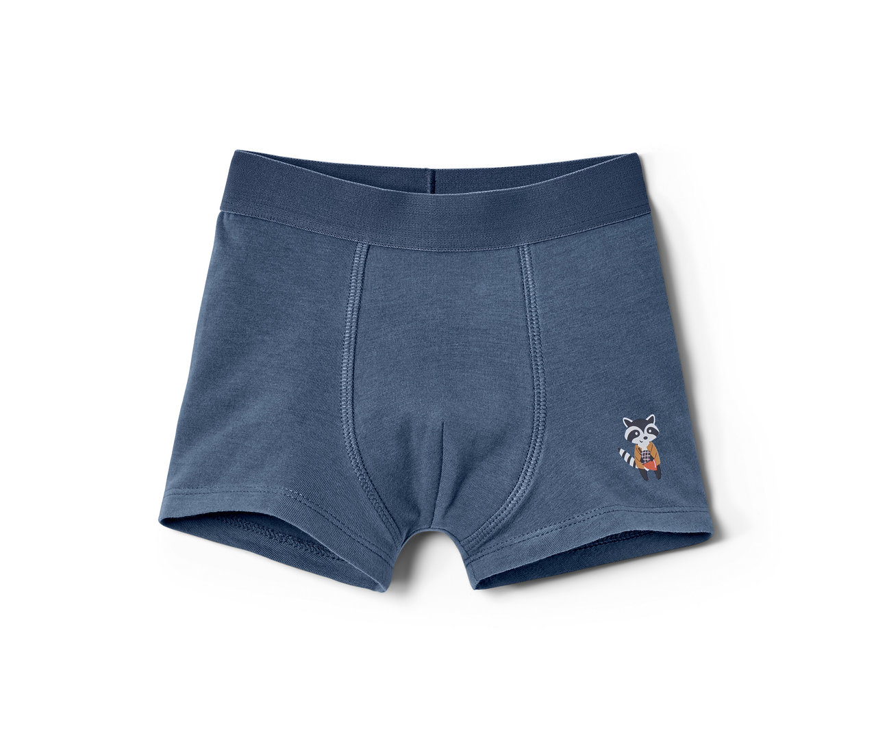 Modré chlapecké boxerky s obrázkem mývala.