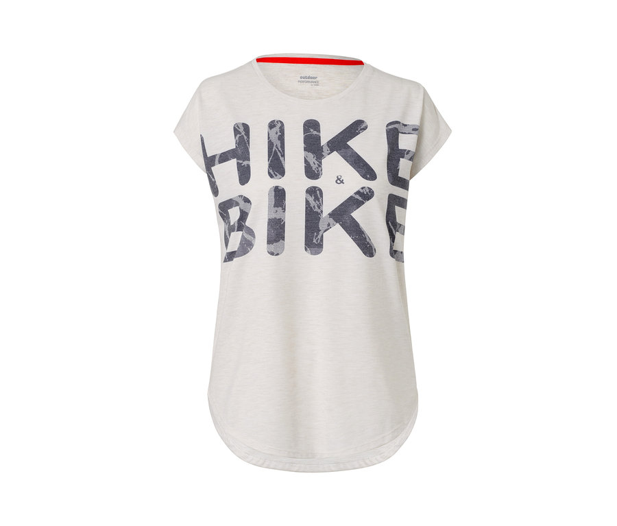 Béžové funkční triko s nápisem HIKE & BIKE.