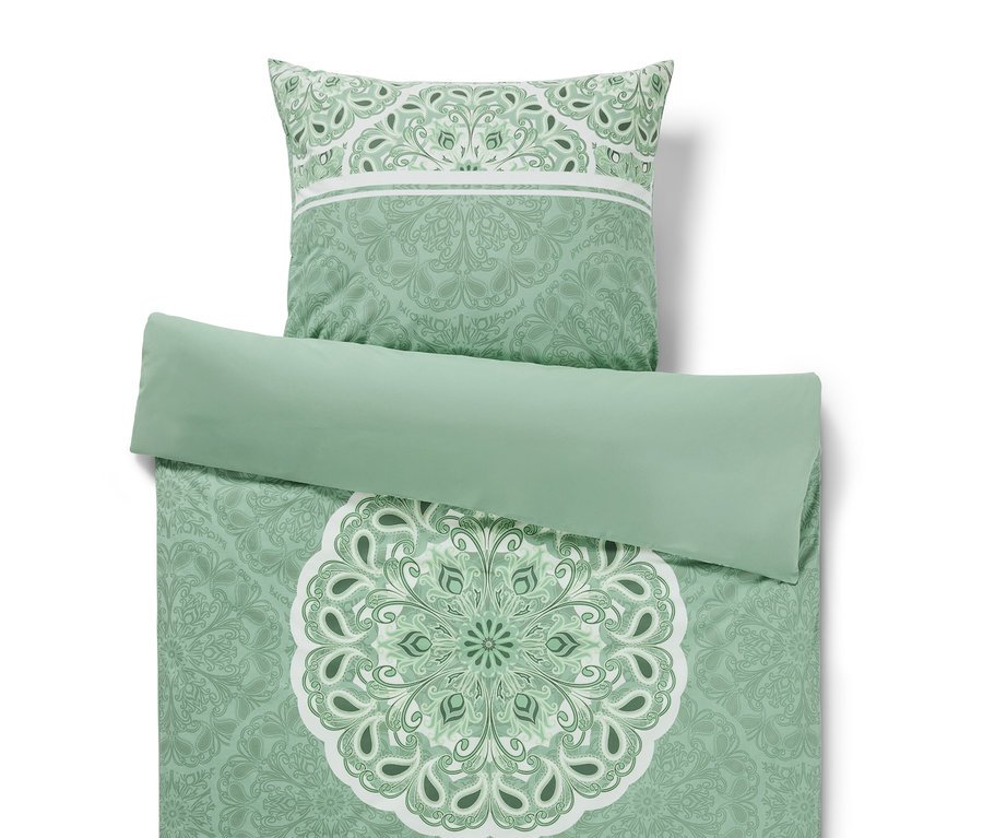 Zelené povlečení renforcé s mandalou na dvoulůžko, standardní a nadměrné velikosti.