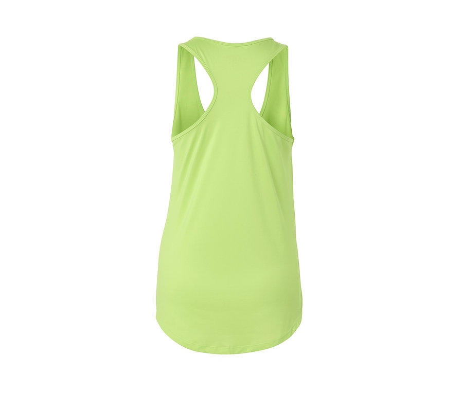 Pohled zezadu na limetkový funkční top.