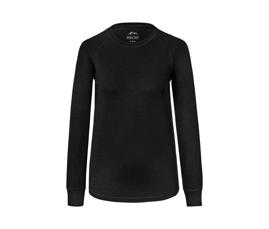 Černé funkční triko s dlouhým rukávem z merino vlny.