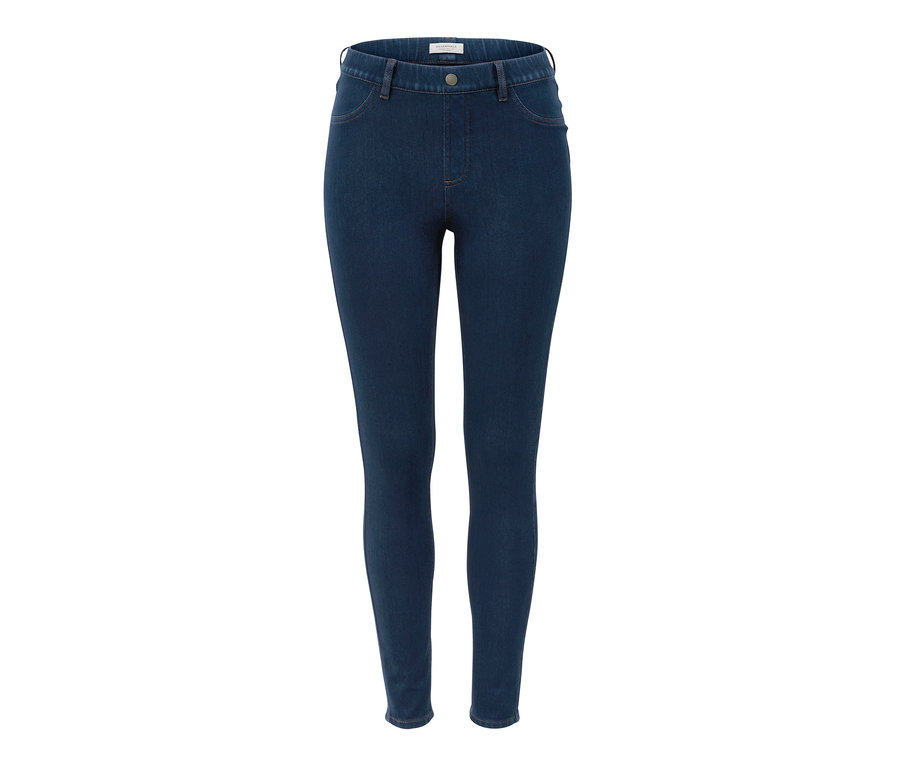 Modré denimové džegíny středního střihu.