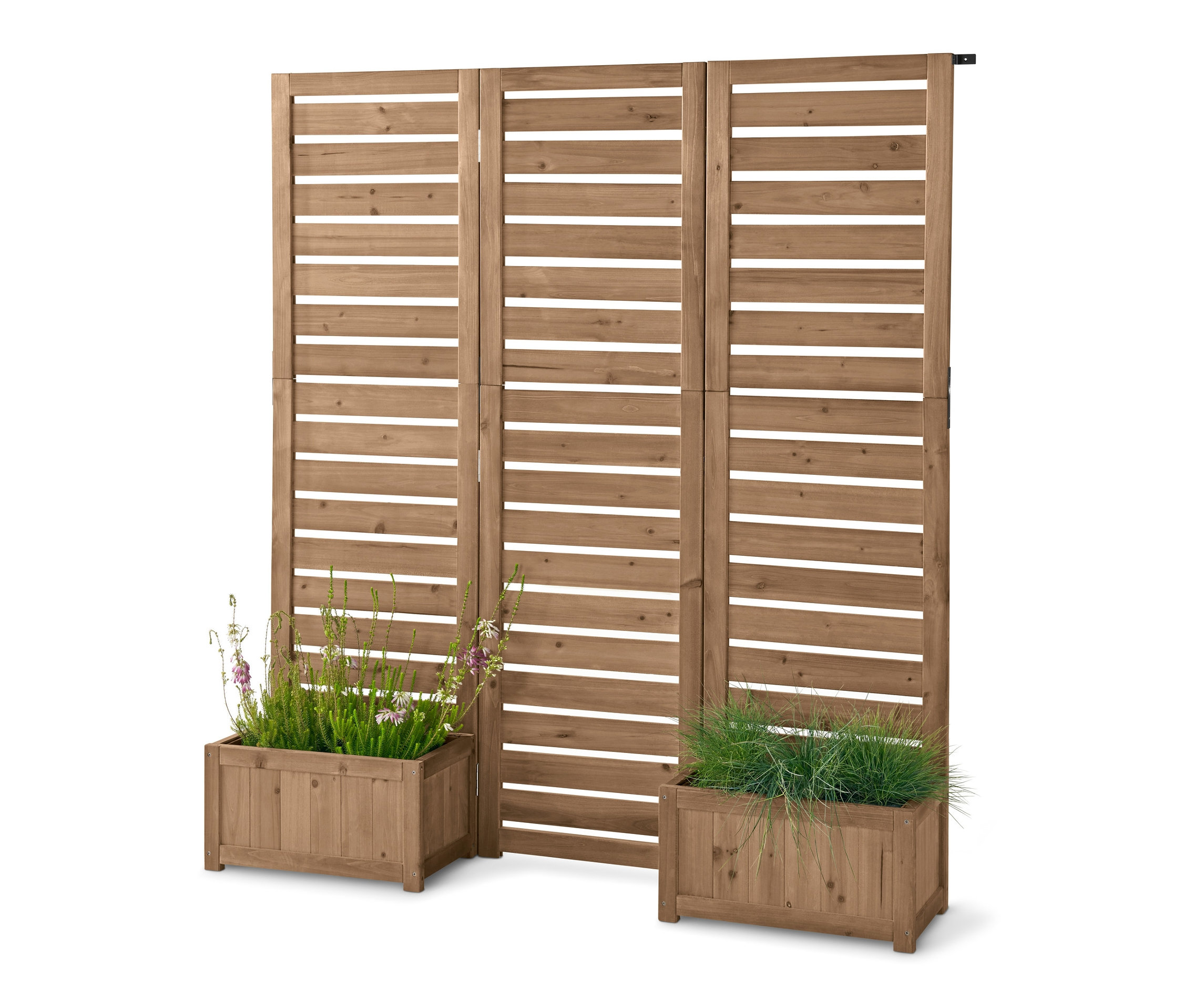 Dřevěná zástěna »Tinus« s truhlíky s rostlinami.