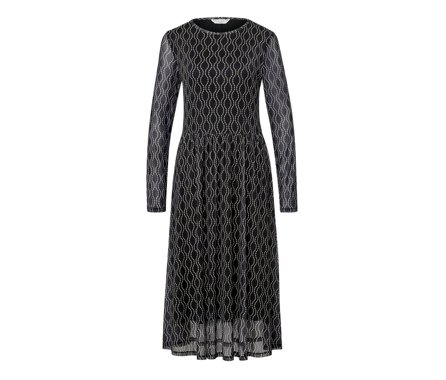Černé síťované šaty s potiskem.