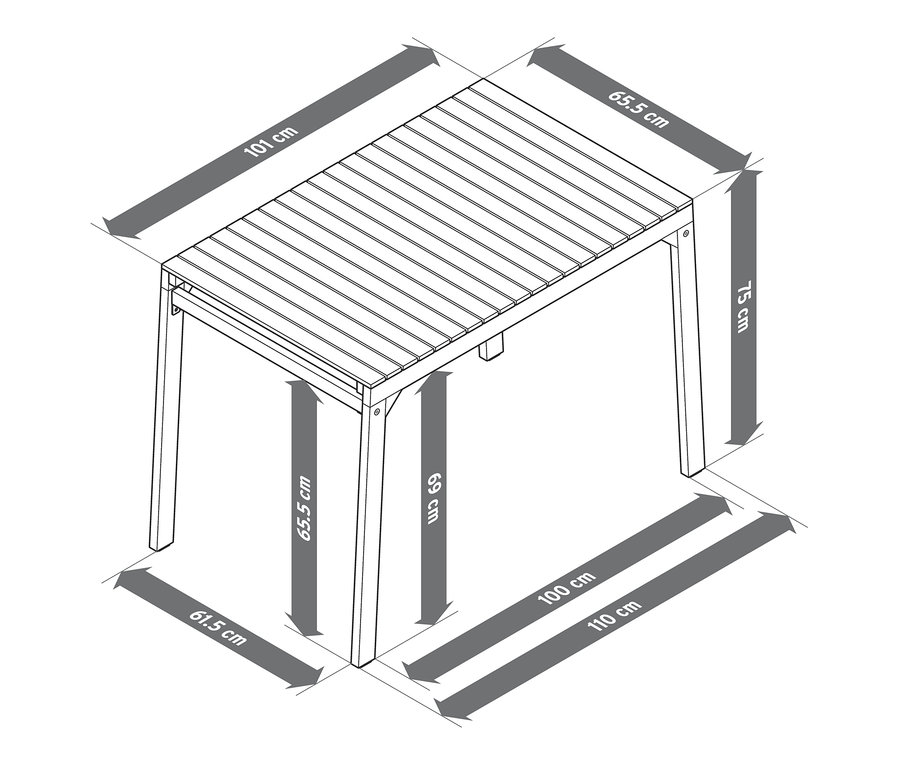Rozměry balkonové soupravy s textilním výpletem.