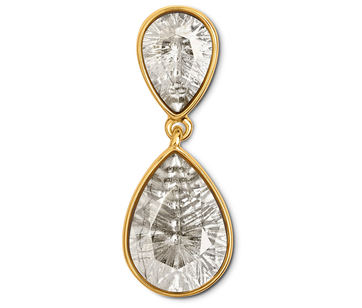 Náušnice se dvěma čirými slzami orámovanými zlatem.