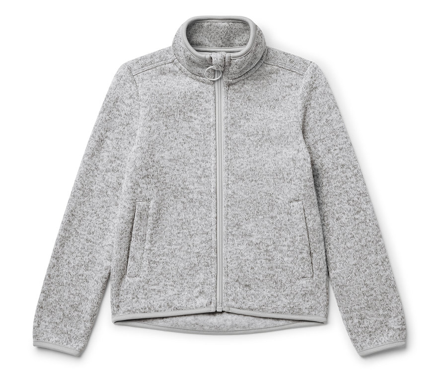 Dětská mikina z pleteného fleecu šedé barvy na zip.
