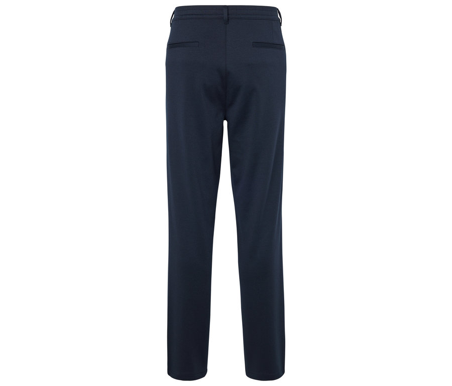 Tmavě modré kalhoty, pohled zezadu.