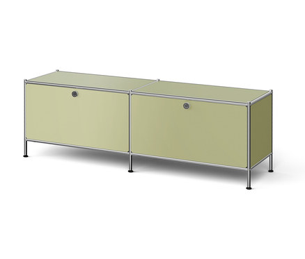 Nízká kovová skříňka »CN3« s výklopnými dvířky, pistáciová