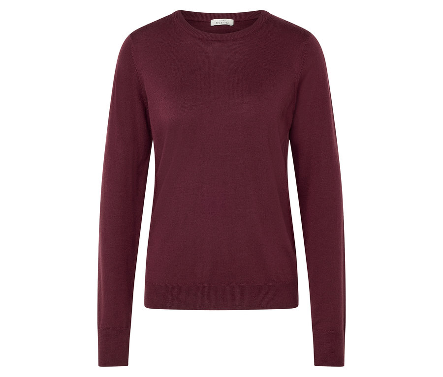 Tmavě červený svetr z jemného úpletu merino.