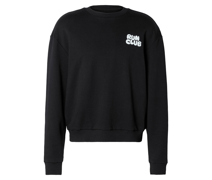 Černá mikina s bílým nápisem "RUN CLUB" na hrudi.