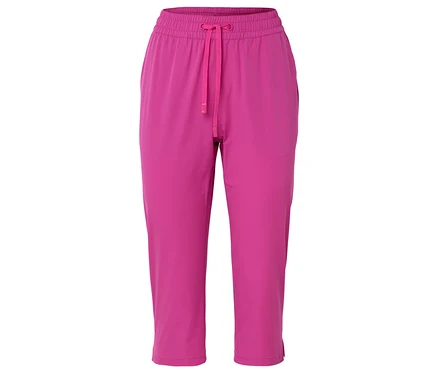 Růžové outdoorové capri kalhoty s elastickým pasem a šňůrkou.