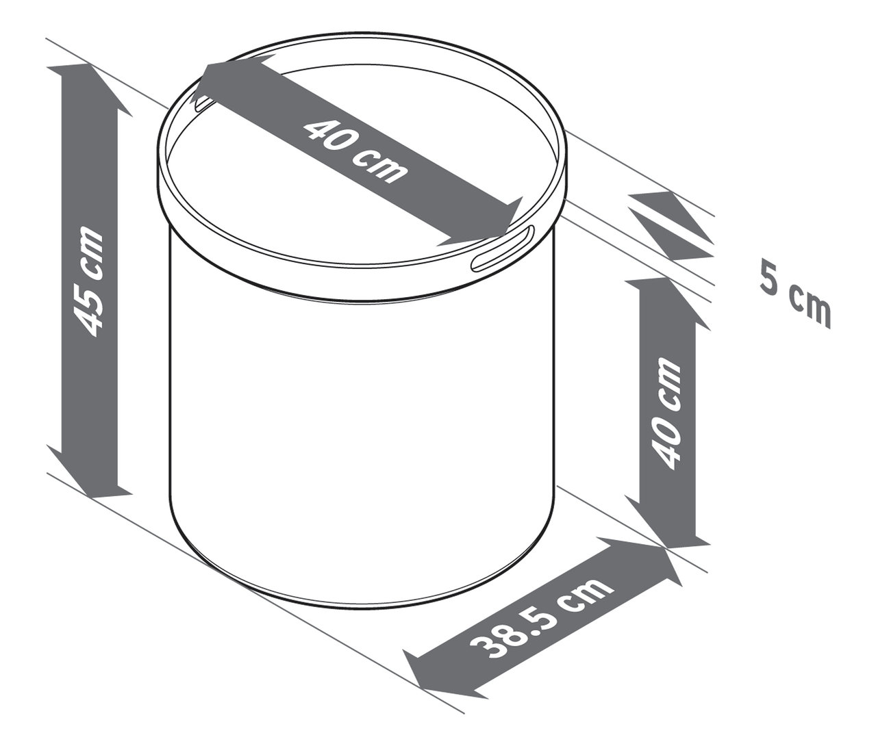 Ilustrace odkládacího stolku s podnosem a sedací funkcí s rozměry.