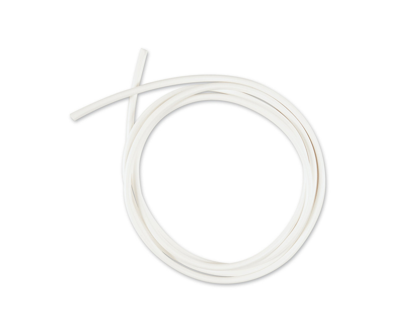 Bílá hadička pro sadu airbrush na dorty a cukroví stočená do kruhu.