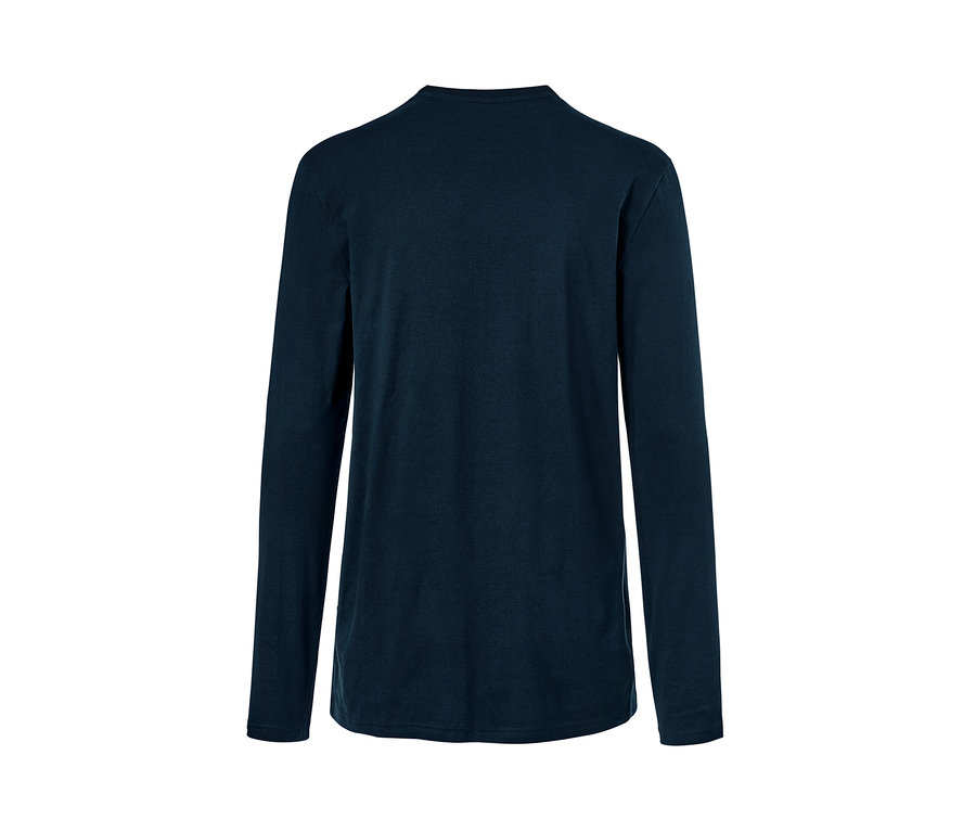 Tmavě modré pyžamové tričko s dlouhým rukávem.