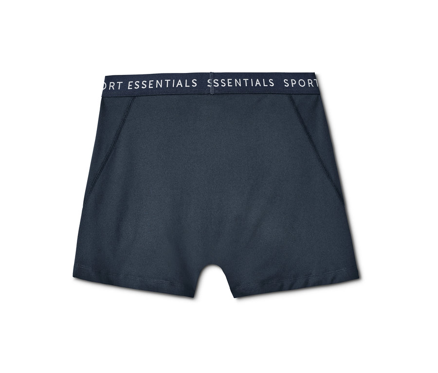 Tmavě modré sportovní boxerky 2 ks s nápisem Essentials Sport na lemu.