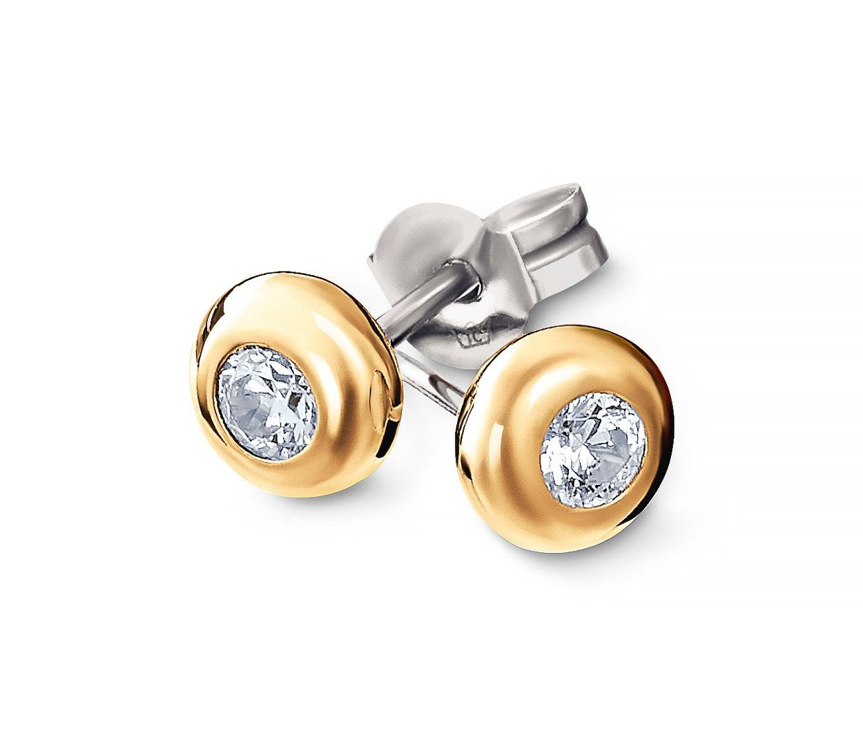 Dva pozlacené stříbrné náušnice 925/1000 se zirkony.