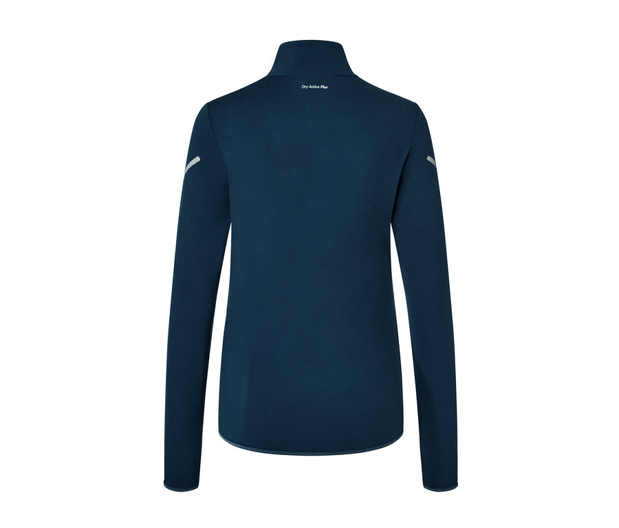 Tmavě modré funkční termotriko s dlouhým rukávem a krátkým zipem.