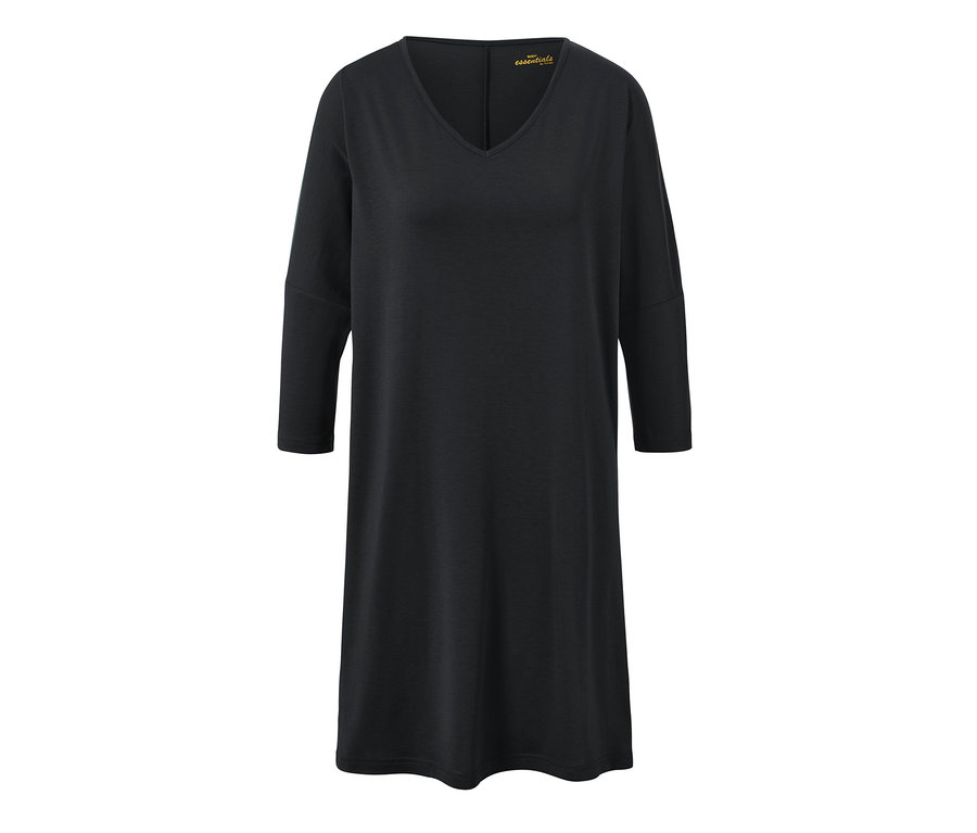 Černá noční košile s dlouhými rukávy a výstřihem do V.