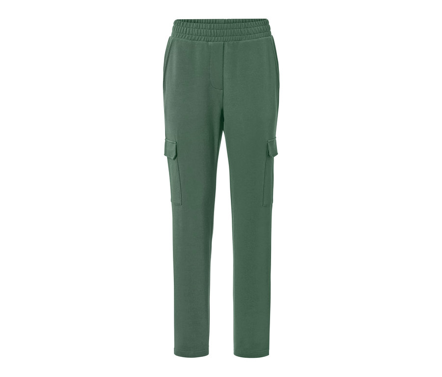 Zelené joggpant kalhoty s cargo kapsami.