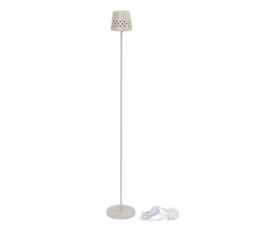 Kovová stojací LED lampa na akumulátor.